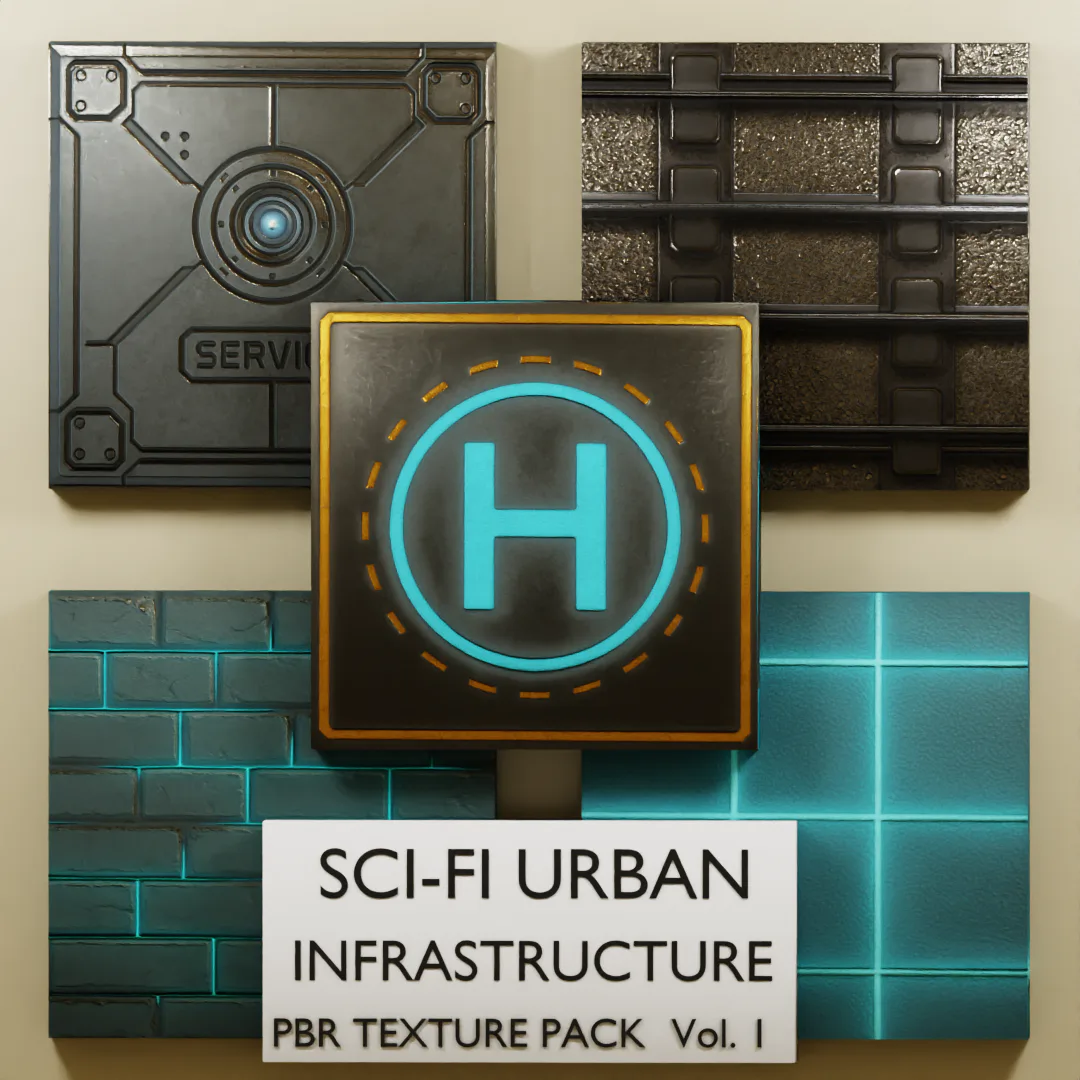 Sci-Fi Urban Infrastructure PBR Texture Pack product preview